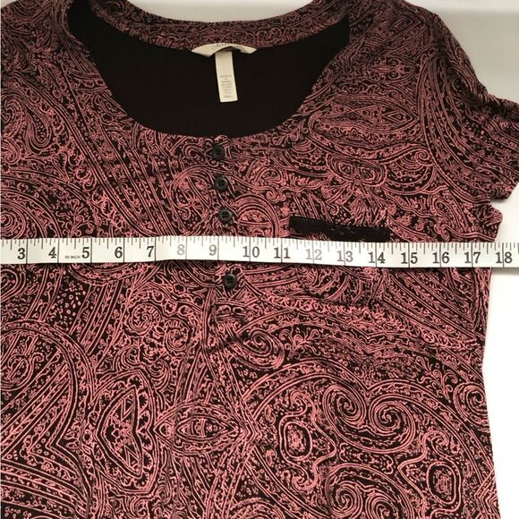 Soma COOL NIGHTS Short Sleeve Sleepshirt Pink & Brown Paisley Size Small - Picture 7 of 9